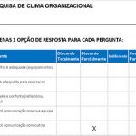 Planilha modelo questionário clima organizacional - perguntas