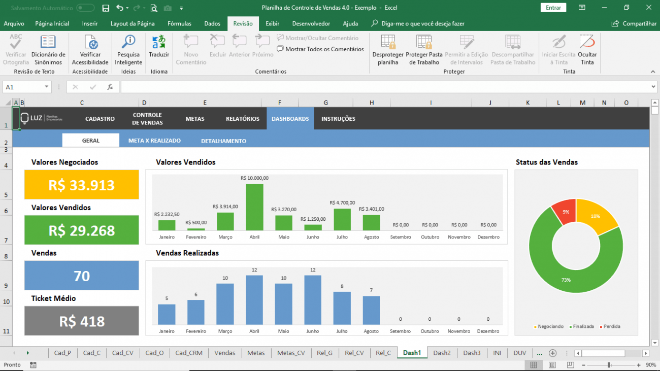Planilha de Vendas em Excel - Acompanhamento e Controle