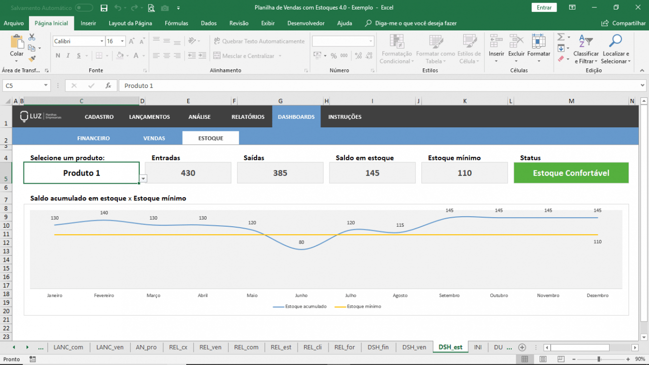 Planilha de Vendas e controle de Estoque em Excel