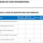 Planilha modelo questionário clima organizacional - perguntas