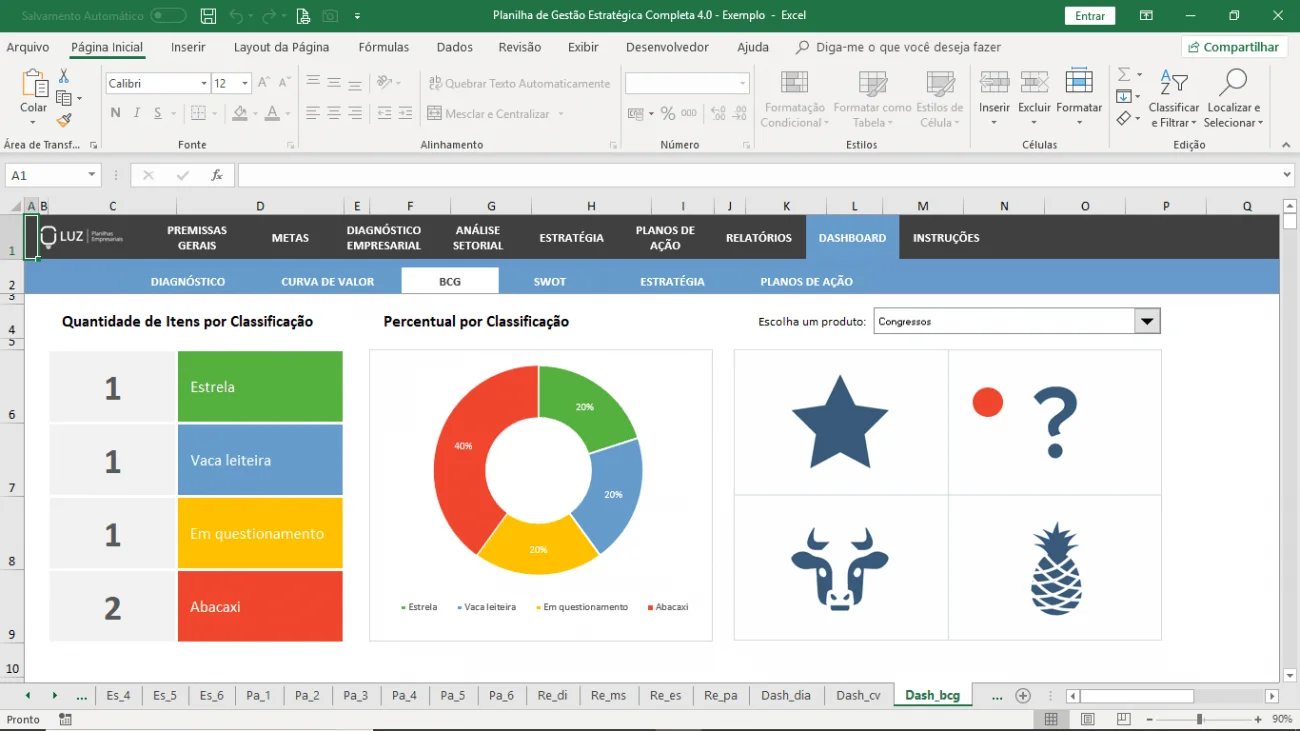 Planilha Integrada de Gestão Estratégica em Excel