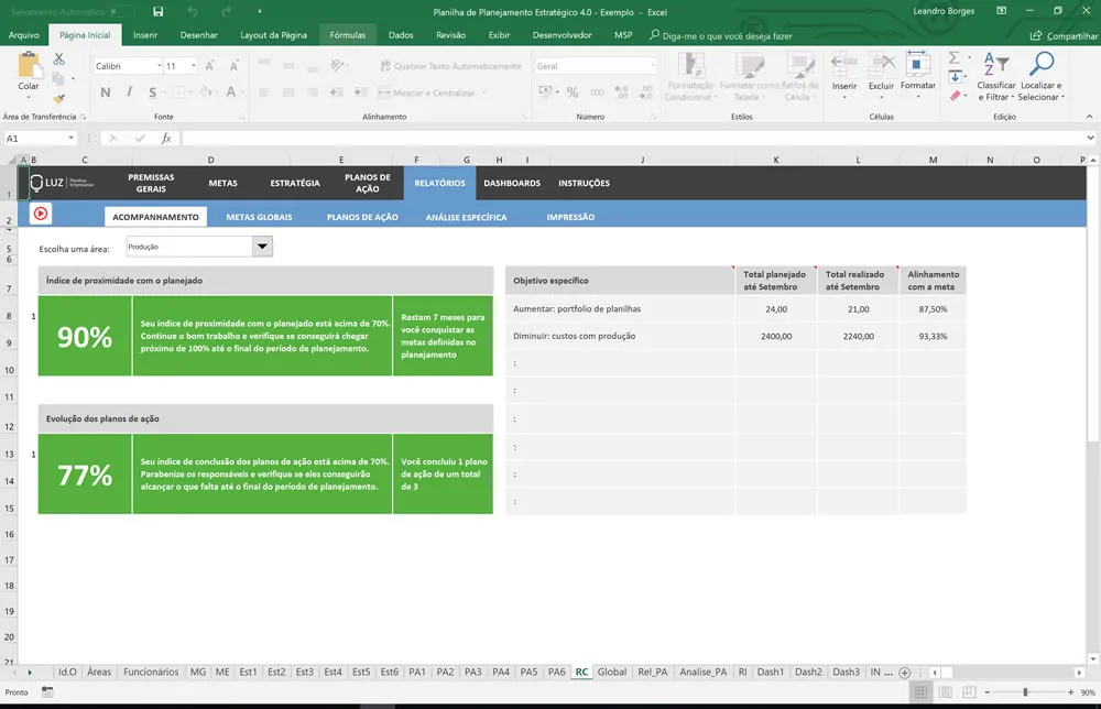 Planilha de Planejamento Estratégico pronto em Excel