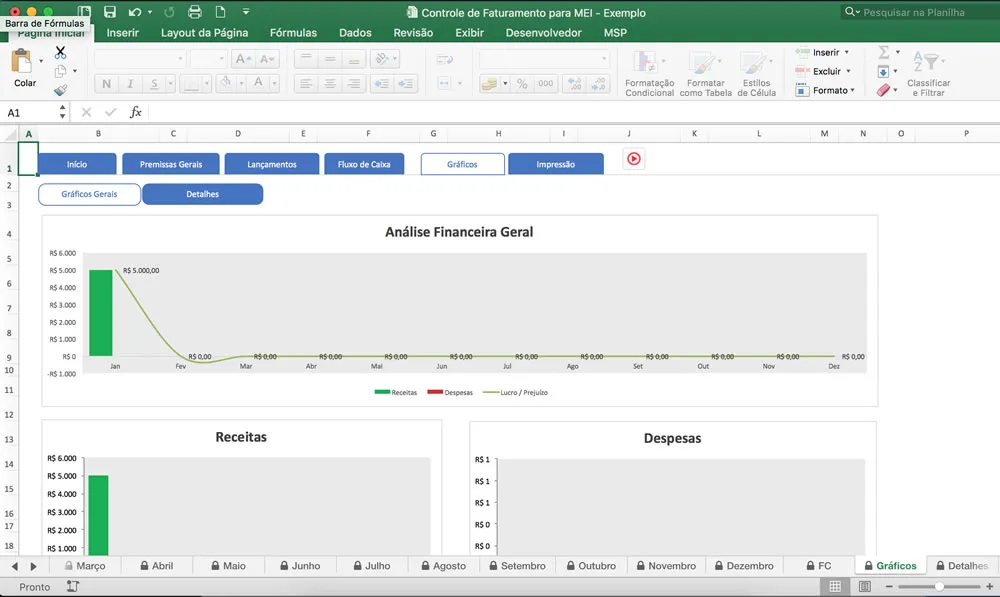 Planilha Empreendedor MEI em Excel - Controle de Faturamento