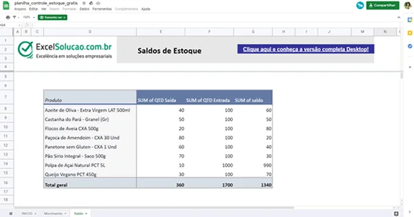controle estoque - google sheets planilha online